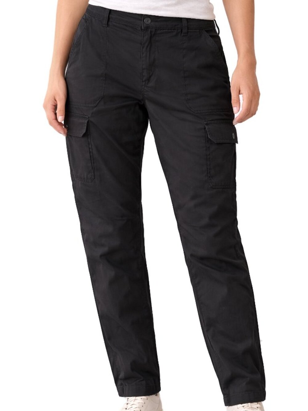 Belle Kim Gravel Black Cargo Pants Utility Stretch Twill Tall 12T Travel New